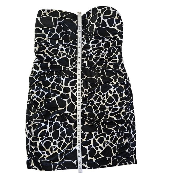 J F W Just for Women Tube Dress Black White Ruched Animal Print Size 2x Stretchy - Picture 6 of 6